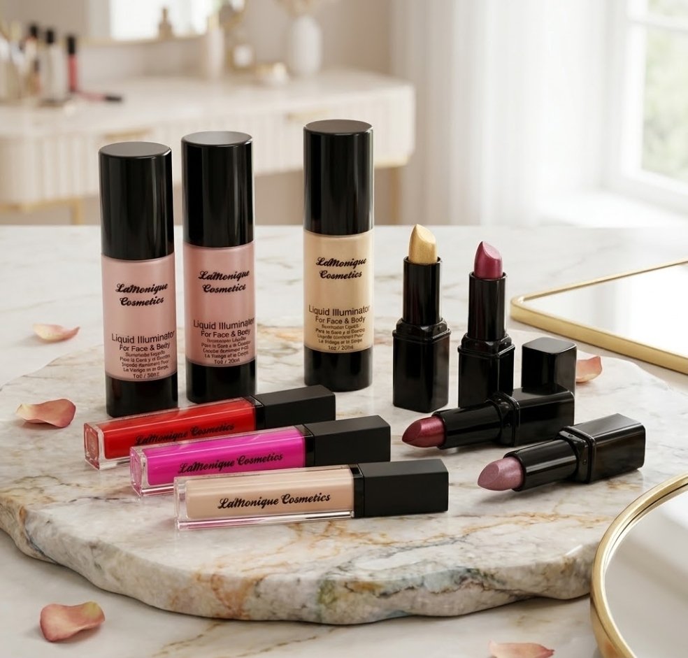 LaMonique Cosmetics product flat lay